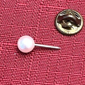 Vintage Silver Tone Stud Faux Pearl Tuxedo Tie Pin